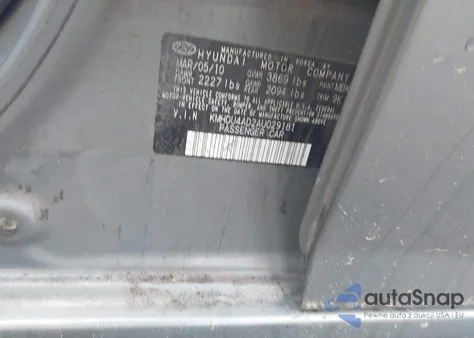 2010 Hyundai Elantra Gls from USA, damaged, VIN KMHDU4AD2AU029181